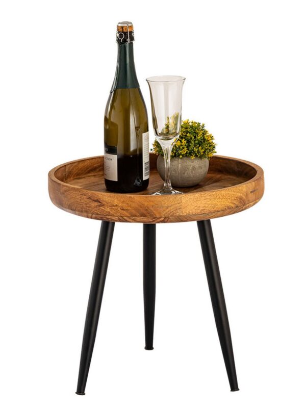 Table d'appoint bois ronde ø 40 ou 50cm Table basse Vancouver table de salon pieds métal noir mat
