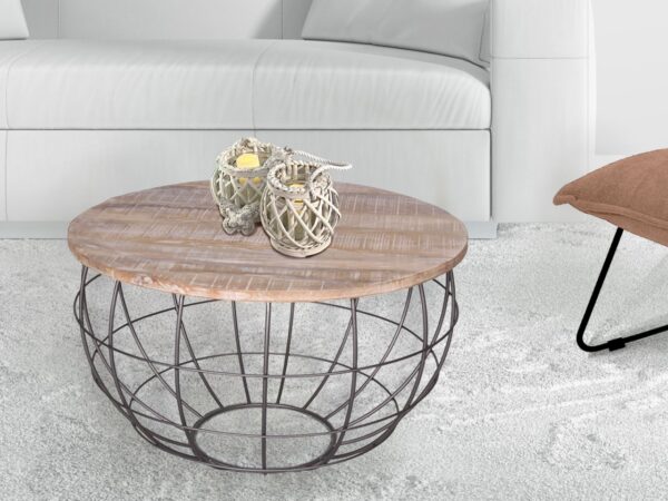 Table basse ø 55 cm table de salon table d'appoint ronde grille en fil métallique durable London