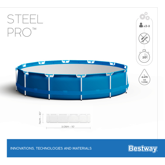 Swimming pools Steel Pro Piscine design avec cadre métallique et pompe ronde 305 - Bestway – Image 13