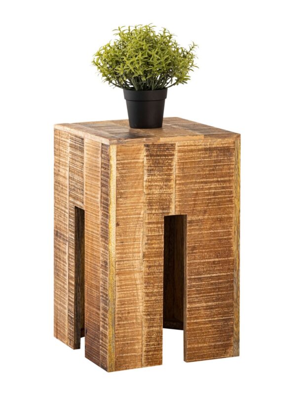Tabouret carré 28 x 45 x 28 cm Tabouret à fleurs Tabouret à colonne de fleurs Table d'appoint en bois de manguier