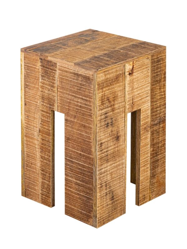 Tabouret carré 28 x 45 x 28 cm Tabouret à fleurs Tabouret à colonne de fleurs Table d'appoint en bois de manguier – Image 2