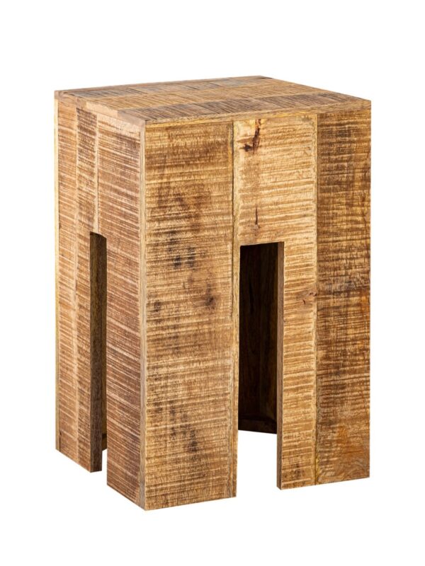 Tabouret carré 28 x 45 x 28 cm Tabouret à fleurs Tabouret à colonne de fleurs Table d'appoint en bois de manguier – Image 3