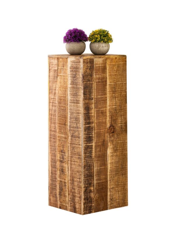Colonne de fleurs 27x27 H50 ou 73cm tabouret de fleurs support pour plantes en bois table d'appoint carrée en bois de manguier