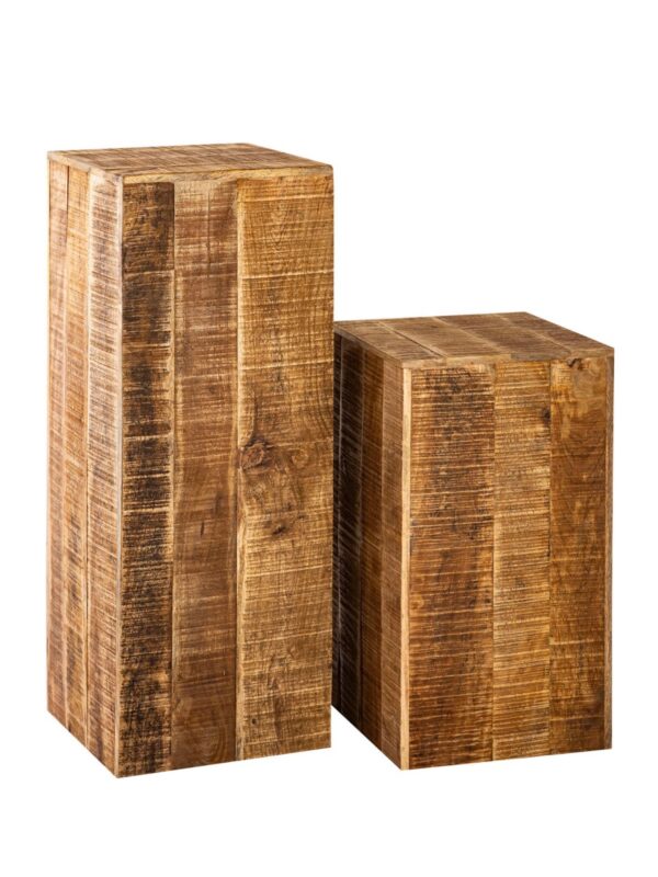 Colonne de fleurs 27x27 H50 ou 73cm tabouret de fleurs support pour plantes en bois table d'appoint carrée en bois de manguier – Image 6