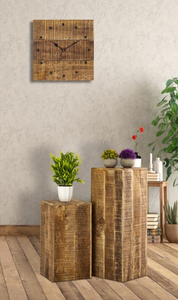 Colonne de fleurs 27x27 H50 ou 73cm tabouret de fleurs support pour plantes en bois table d'appoint carrée en bois de manguier – Image 3