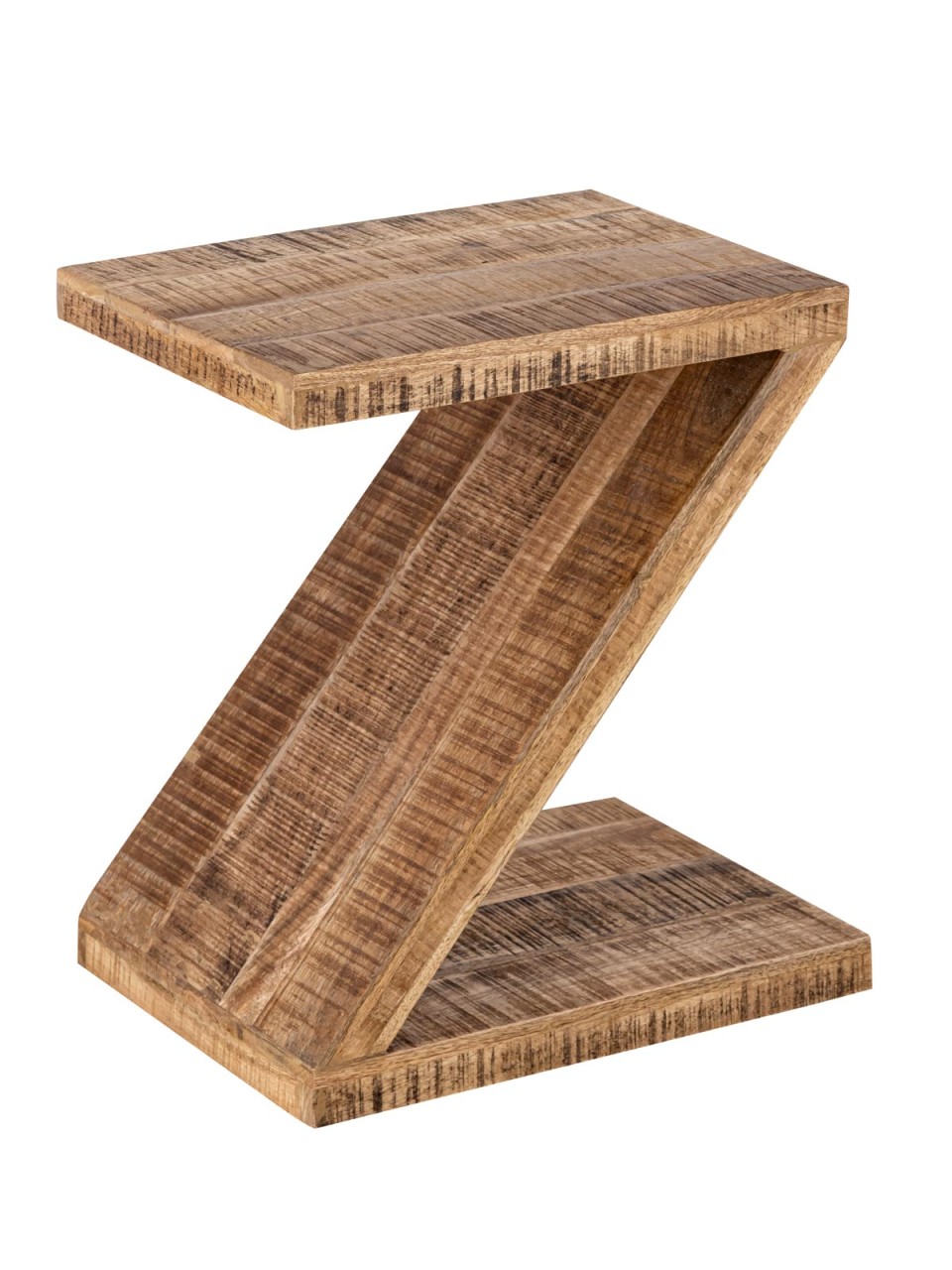 Table d'appoint en bois forme Z 42x50x31cm Zoro table de canapé table à fleurs manguier durable bois de récupération – Image 3