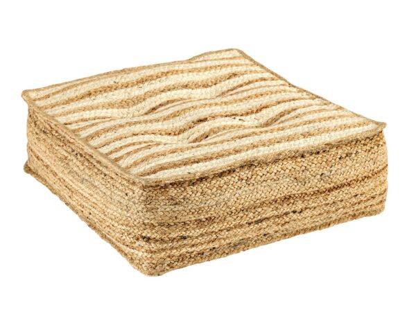 Coussin de sol en jute 50x50cm, coussin de siège carré, coussin de salon, pouf de siège naturel, coussin de pied – Image 3