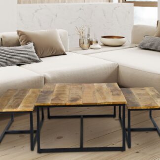 Table basse lot de 3 tables d'appoint structure métal Ontario