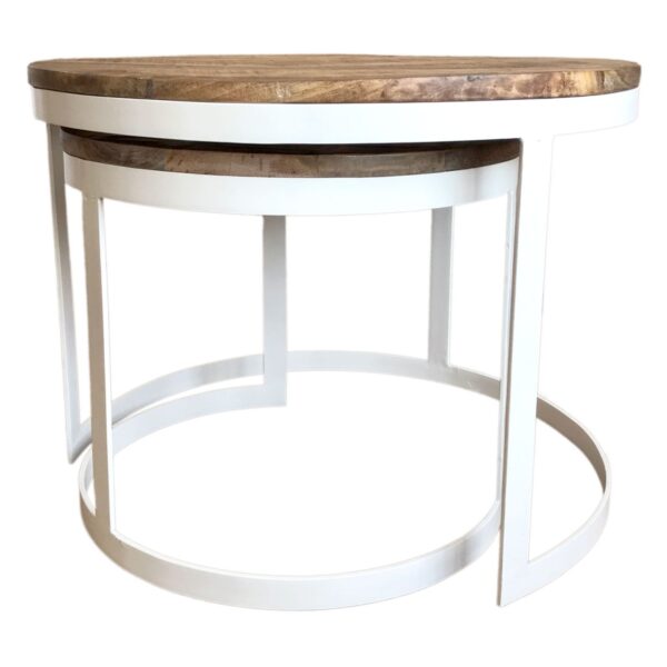 Table basse lot de 2 table d'appoint table de salon ronde Austin structure métal argent vieilli ou noir – Image 5