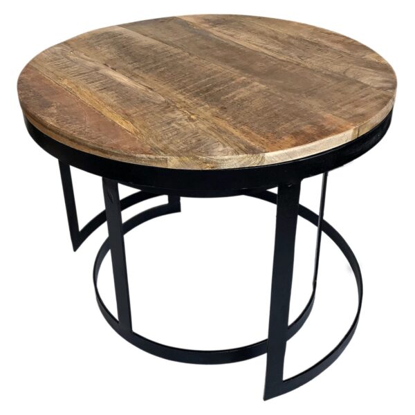 Table basse lot de 2 table d'appoint table de salon ronde Austin structure métal argent vieilli ou noir – Image 5