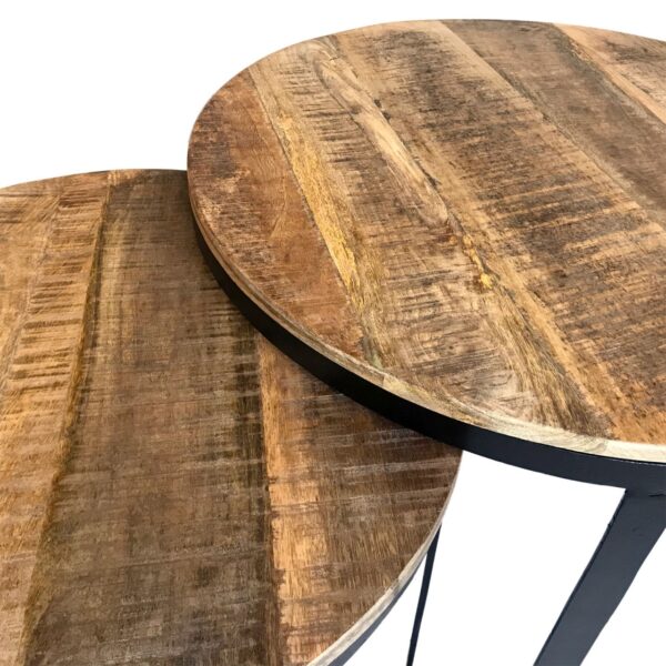 Table basse lot de 2 table d'appoint table de salon ronde Austin structure métal argent vieilli ou noir – Image 6