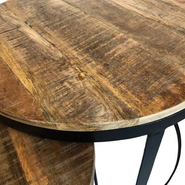 Table basse lot de 2 table d'appoint table de salon ronde Austin structure métal argent vieilli ou noir – Image 7