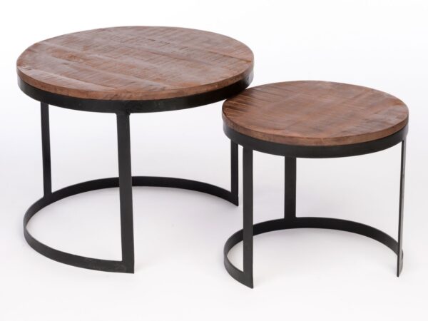 Table basse lot de 2 table d'appoint table de salon ronde Austin structure métal argent vieilli ou noir – Image 5