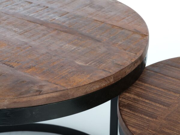 Table basse lot de 2 table d'appoint table de salon ronde Austin structure métal argent vieilli ou noir – Image 8