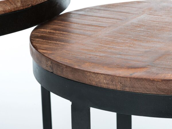 Table basse lot de 2 table d'appoint table de salon ronde Austin structure métal argent vieilli ou noir – Image 7