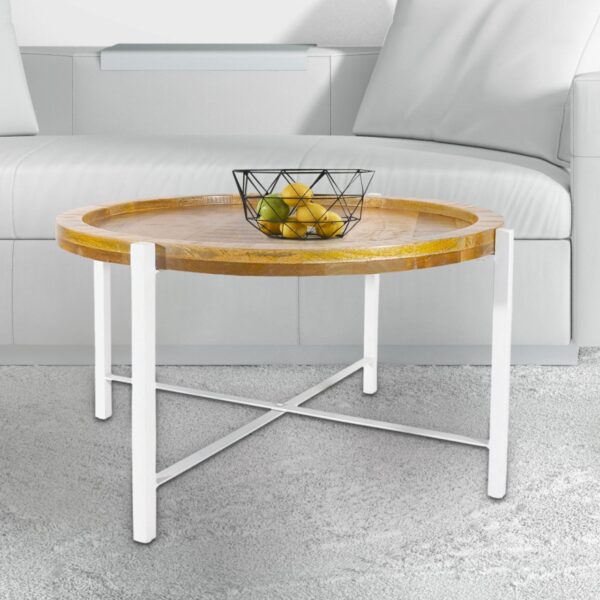 Table basse ø75cm table d'appoint table de salon ronde structure métal Sioux