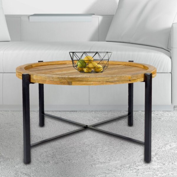 Table basse ø75cm table d'appoint table de salon ronde structure métal Sioux