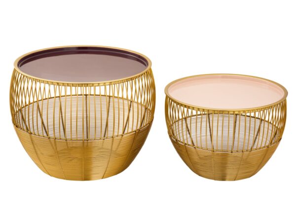 Table d'appoint set de 2 tables rondes ø 49/41 H 37/29 cm table basse décorative Glamira table basse or – Image 3