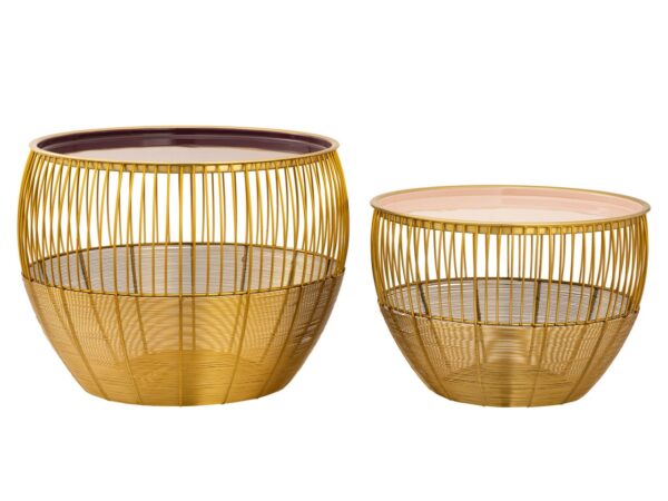 Table d'appoint set de 2 tables rondes ø 49/41 H 37/29 cm table basse décorative Glamira table basse or – Image 4