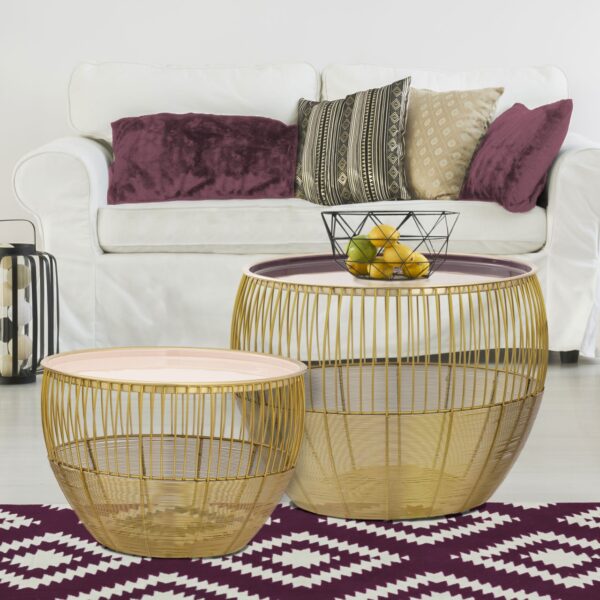 Table d'appoint set de 2 tables rondes ø 49/41 H 37/29 cm table basse décorative Glamira table basse or