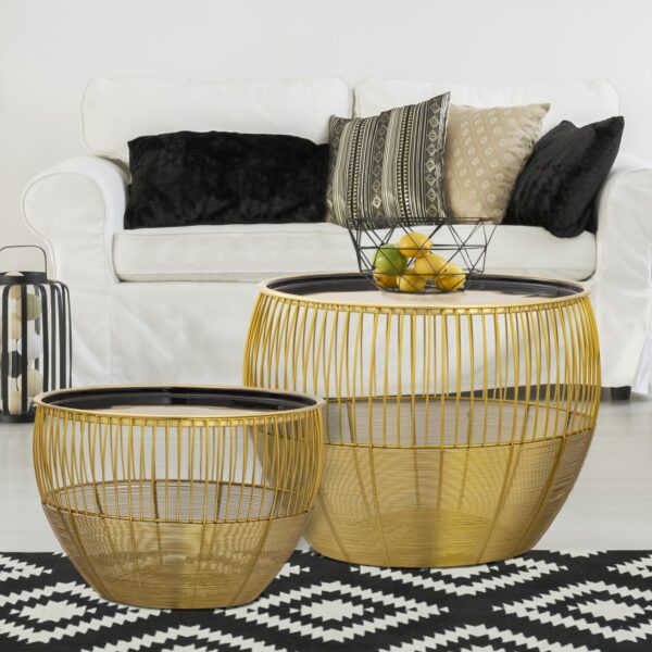 Table d'appoint set de 2 tables rondes ø 49/41 H 37/29 cm table basse décorative Glamira table basse or