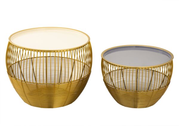 Table d'appoint set de 2 tables rondes ø 49/41 H 37/29 cm table basse décorative Glamira table basse or – Image 3