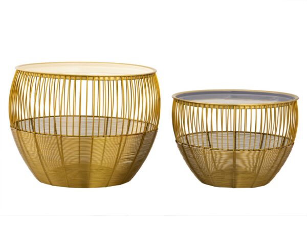Table d'appoint set de 2 tables rondes ø 49/41 H 37/29 cm table basse décorative Glamira table basse or – Image 4