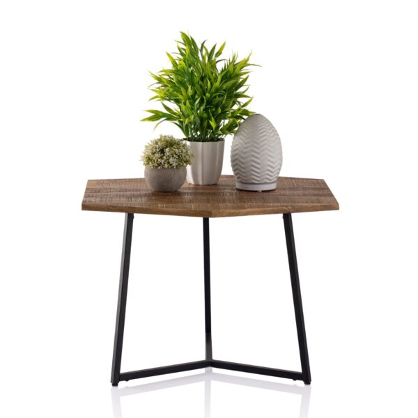 Table d'appoint 56 x 48 cm table basse table de salon durable Inca structure en métal noir – Image 4