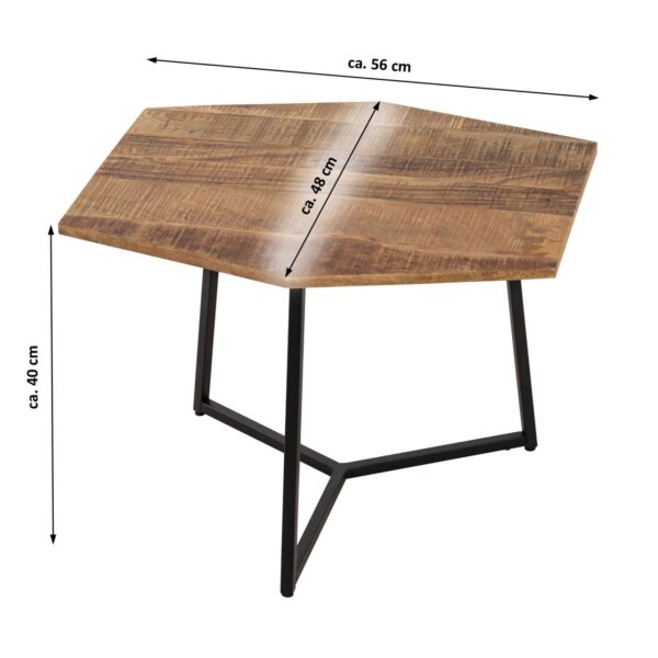 Table d'appoint 56 x 48 cm table basse table de salon durable Inca structure en métal noir – Image 5