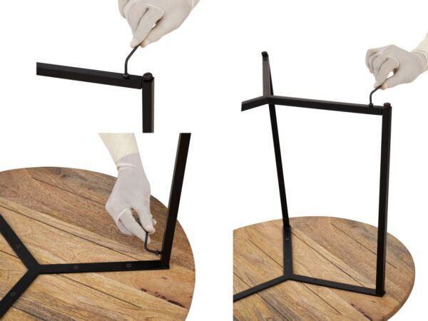 Table basse table d'appoint ronde bois massif ø 56cm table de salon La Palma structure métal noir – Image 10