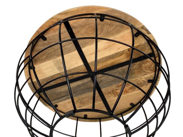 Table basse ronde durable Lexington ø 75 cm grille métallique structure métallique table de salon en bois massif – Image 6