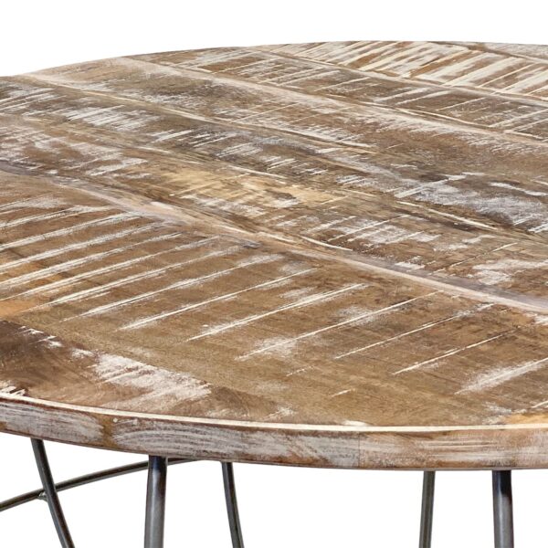 Table basse ronde durable Lexington ø 75 cm grille métallique structure métallique table de salon en bois massif – Image 6
