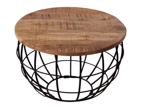 Table basse ø 55 cm table de salon table d'appoint ronde grille en fil métallique durable London – Image 3