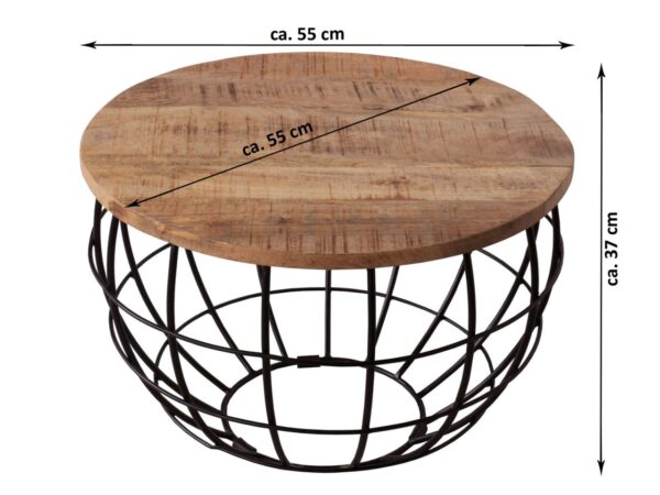 Table basse ø 55 cm table de salon table d'appoint ronde grille en fil métallique durable London – Image 4