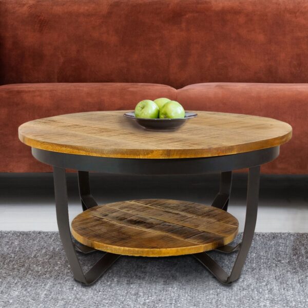 Table basse ronde ø65cm table d'appoint Los Angeles structure métal noir