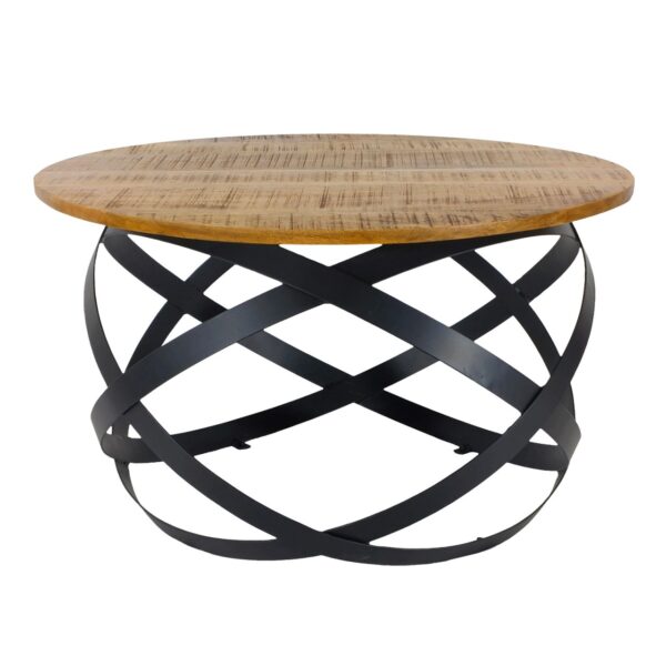 Table d'appoint table basse ronde salon Orbit structure métal noir – Image 2