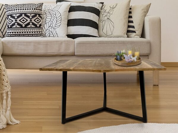 Table d'appoint 56 x 47 cm Table de salon durable Table basse Joli cadre en métal noir et blanc