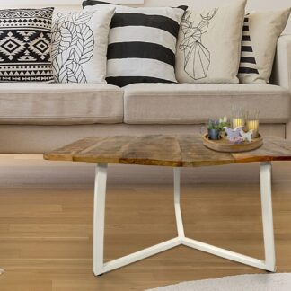 Table d'appoint 56 x 47 cm Table de salon durable Table basse Joli cadre en métal noir et blanc