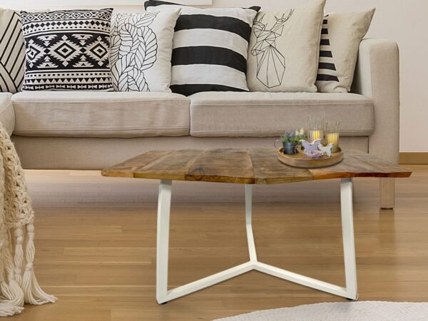 Table d'appoint 56 x 47 cm Table de salon durable Table basse Joli cadre en métal noir et blanc