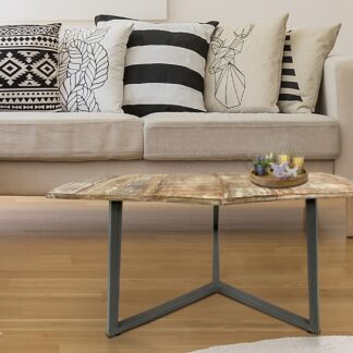 Table d'appoint 56 x 47 cm Table de salon durable Table basse Joli cadre en métal noir et blanc