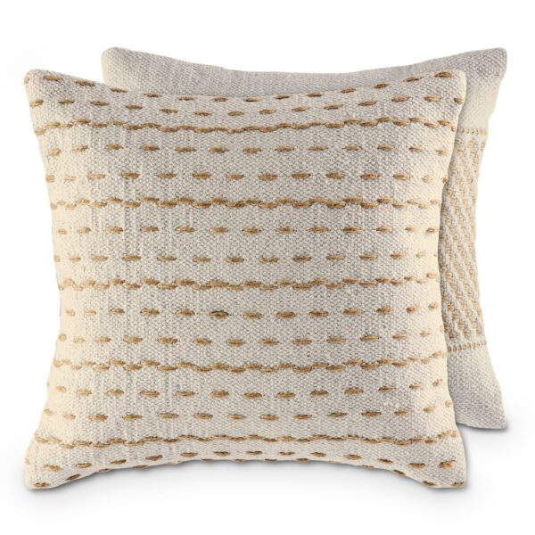 Coussin de canapé 40x40cm set de 12 pièces 2 x 6 coussin décoratif PU coton et jute naturel – Image 2