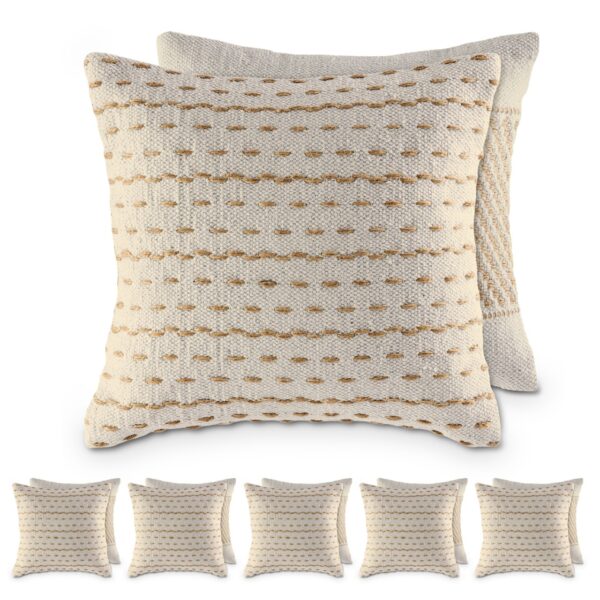 Coussin de canapé 40x40cm set de 12 pièces 2 x 6 coussin décoratif PU coton et jute naturel