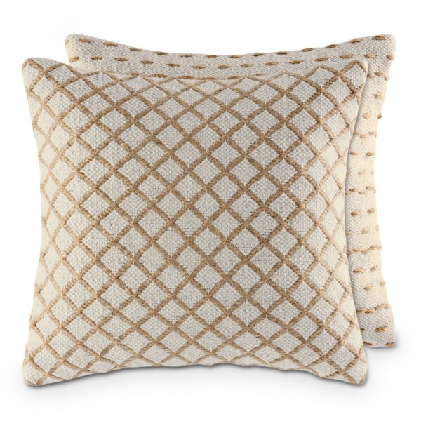 Coussin décoratif 40x40cm lot de 2 coussins de canapé coussins décoratifs coton et jute naturel