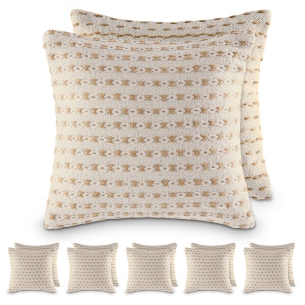 Coussin décoratif 40x40cm coussin décoratif ensemble de 12 pièces 2 x 6 coussins de canapé en PU coton et jute naturel