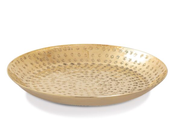 Plateau décoratif ø 28 cm plateau décoratif rond doré ou argenté plateau de service plateau bougie en métal – Image 3