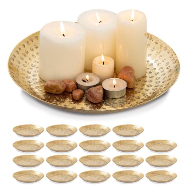 Plateau décoratif plateau décoratif 20 pièces métal ø 28 cm plateau décoratif rond doré ou argenté plateau de service Ke