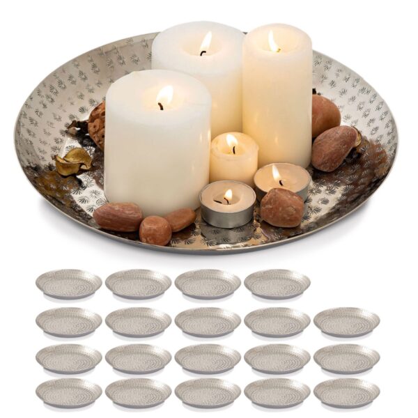 Plateau décoratif plateau décoratif 20 pièces métal ø 28 cm plateau décoratif rond doré ou argenté plateau de service Ke