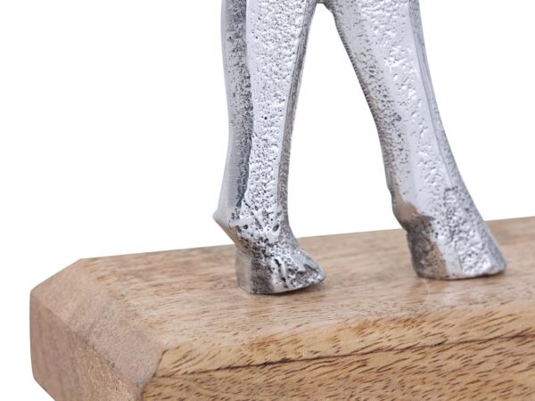 Figurine décorative lot de 2 support cerf 14/20x22/32cm figurine décorative aluminium bois de manguier – Image 5