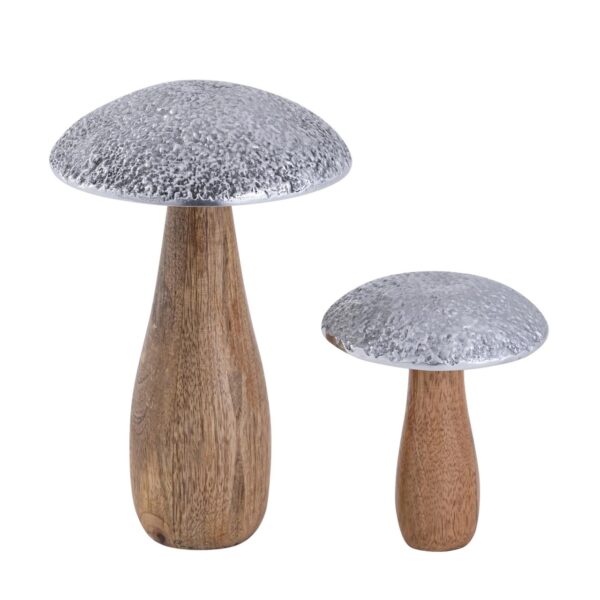 Figurines décoratives set de 2 champignons H20/12x13/9cm support Masterbox 12x 2 pièces en bois de manguier – Image 4