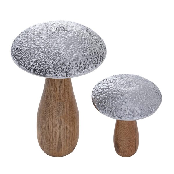 Figurines décoratives set de 2 champignons H20/12x13/9cm support Masterbox 12x 2 pièces en bois de manguier – Image 5